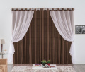 Cortina Firenze 3,00m x 2,60m Voil Liso Varão Simples - Tabaco