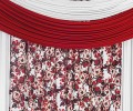 Cortina Florata 3,00m x 2,80m para Varão Simples - Vermelho/Floral
