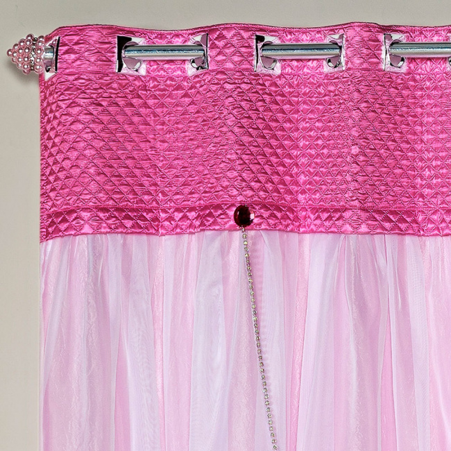 Cortina Princesinha 2,00m x 1,70m para Varão Simples - Pink
