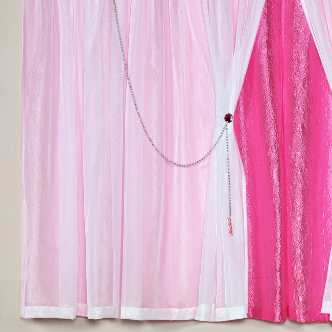 Cortina Princesinha 2,00m x 1,70m para Varão Simples - Pink