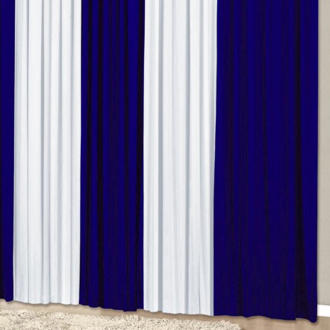 Cortina Suprema 3,00m x 2,80m para Varão Simples Azul/Branco