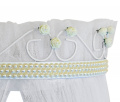 Dossel Infantil Pérolas Provençal Floral + Mosquiteiro de Filó - Branco / Branco