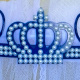 Dossel Rococó Pérolas e Coroa 40cm x 35cm - Azul Marinho