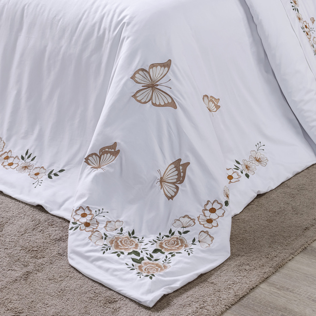Duvet Capa de Edredom Bordado King Monet 400 Fios Egípcios 100% Algodão 03 Peças - Branco
