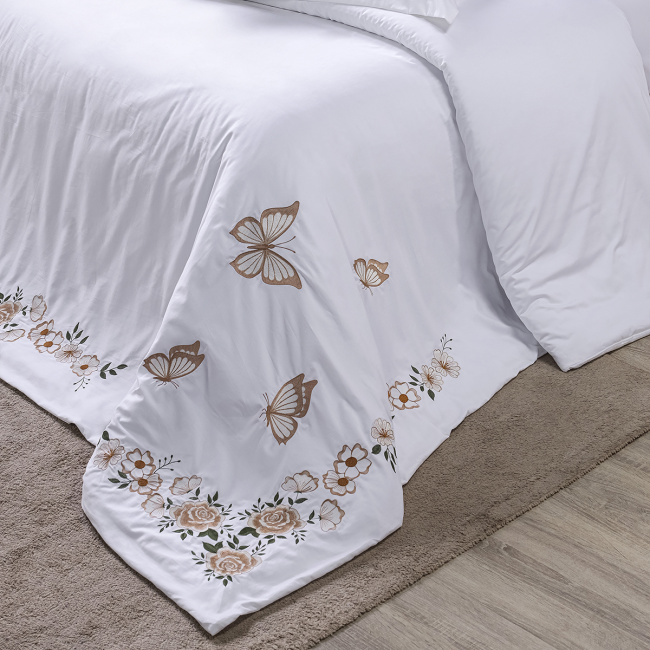 Duvet Capa de Edredom Bordado Queen Monet 400 Fios Egípcios 100% Algodão 03 Peças - Branco