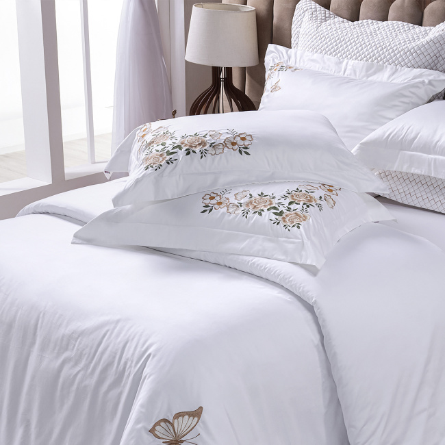 Duvet Capa de Edredom Bordado Super King Monet 400 Fios Egípcios 100% Algodão 03 Peças - Branco