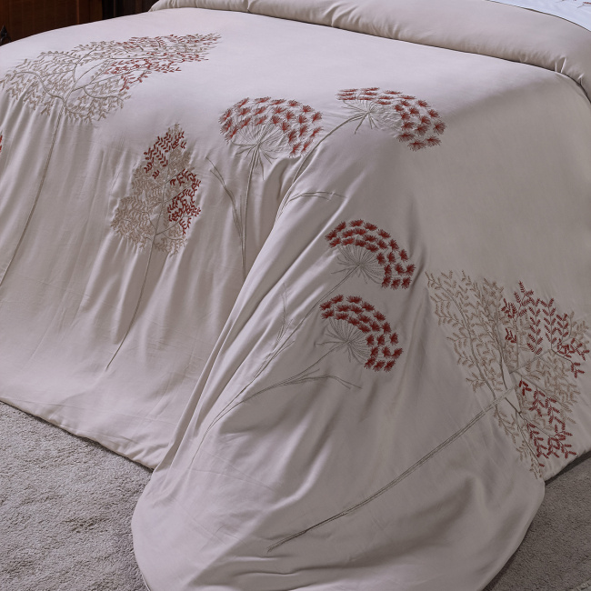 Duvet Capa de Edredom Bordado Super King Sierra 400 Fios Egípcios 100% Algodão 03 Peças - Bege