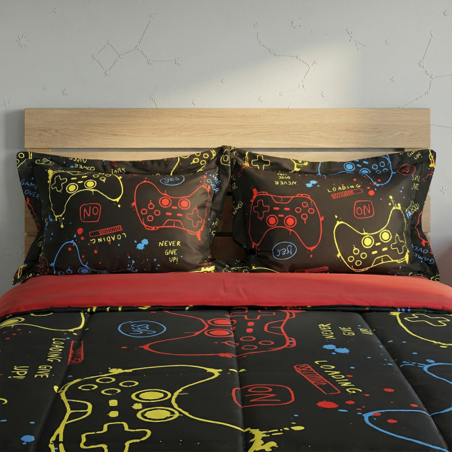 Edredom Casal Infinity Print 100% Percal Peletizado 03 Peças - Gamer