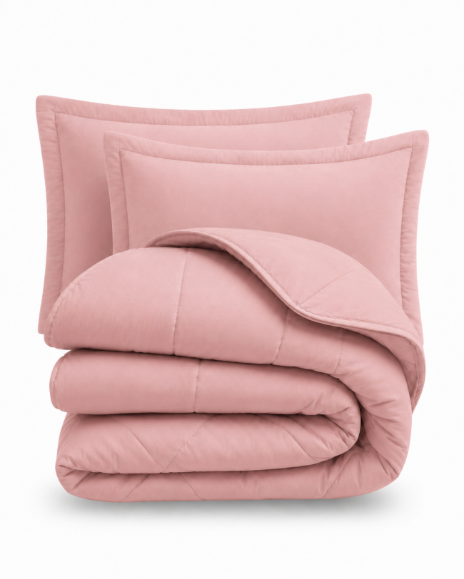Edredom Casal King Pádua Tecido 400 Fios Egípcio 100% Algodão 03 Peças - Rosa Chá