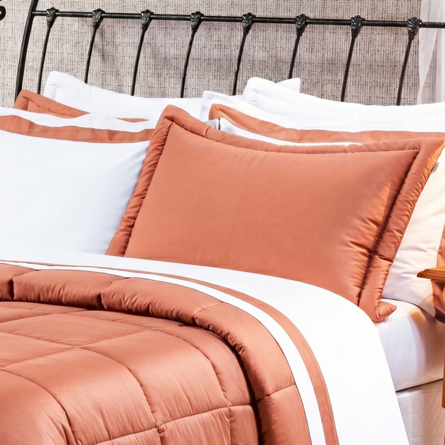 Edredom Casal King Pádua Tecido 400 Fios Egípcio 100% Algodão 03 Peças - Terracota