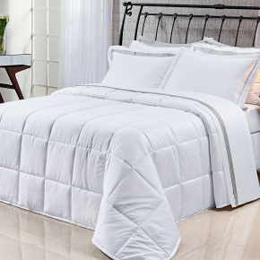 Edredom Casal Queen Pádua Tecido 400 Fios Egípcio 100% Algodão 03 Peças - Branco