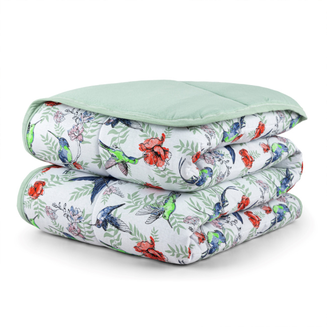 Edredom Nature Casal King Malha Estampada Dupla Face 01 Peça - Beija Flor
