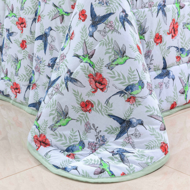 Edredom Nature Casal King Malha Estampada Dupla Face 01 Peça - Beija Flor