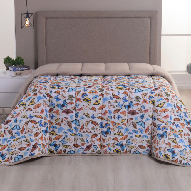 Edredom Nature Casal King Malha Estampada Dupla Face 01 Peça - Borboleta