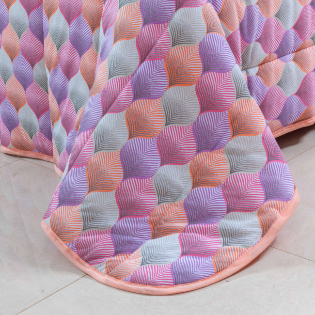 Edredom Nature Casal King Malha Estampada Dupla Face 01 Peça - Folhas
