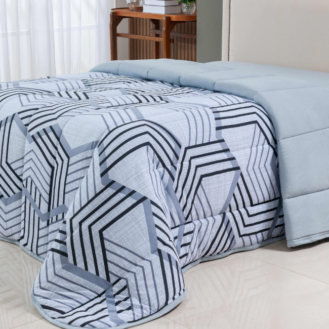 Edredom Nature Casal King Malha Estampada Dupla Face 01 Peça - Geométrico