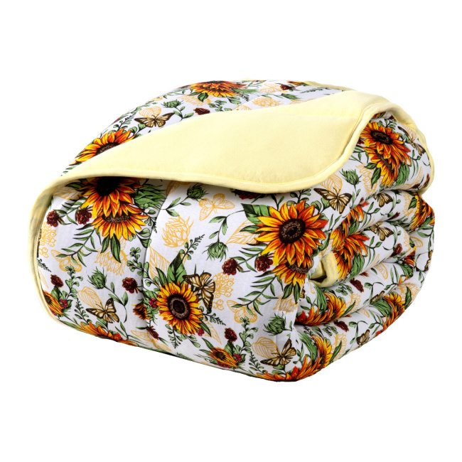 Edredom Nature Casal King Malha Estampada Dupla Face 01 Peça - Girassol