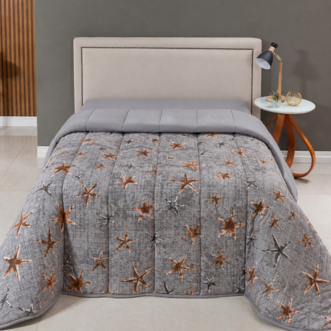Edredom Nature Casal King Malha Estampada Dupla Face 01 Peça - Maré de Estrela