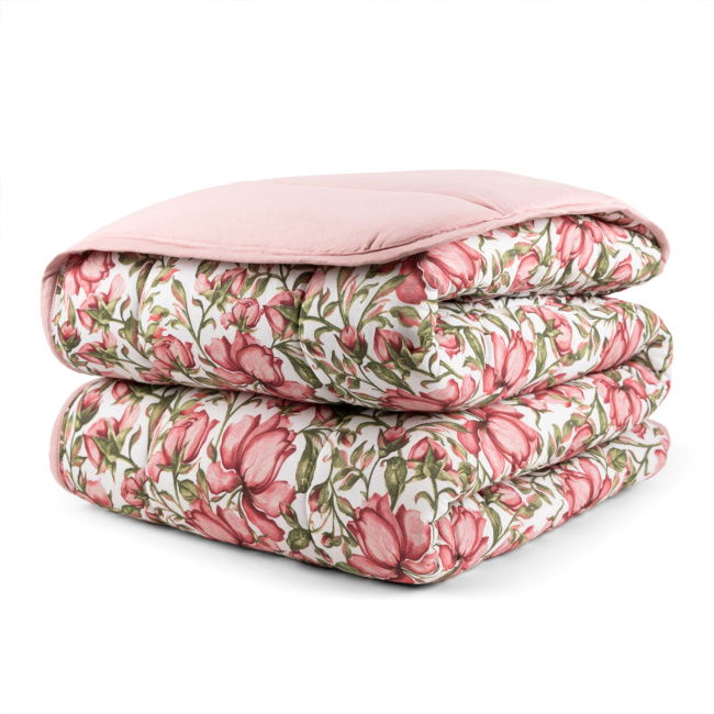 Edredom Nature Casal King Malha Estampada Dupla Face 01 Peça - Rose