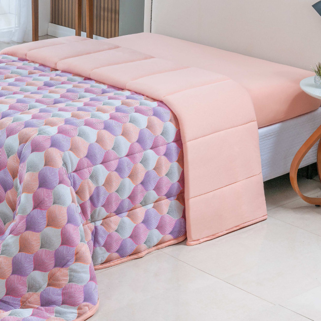 Edredom Nature Casal Queen Malha Estampada Dupla Face 01 Peça - Folhas