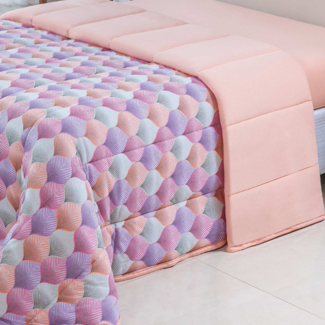 Edredom Nature Casal Queen Malha Estampada Dupla Face 01 Peça - Folhas