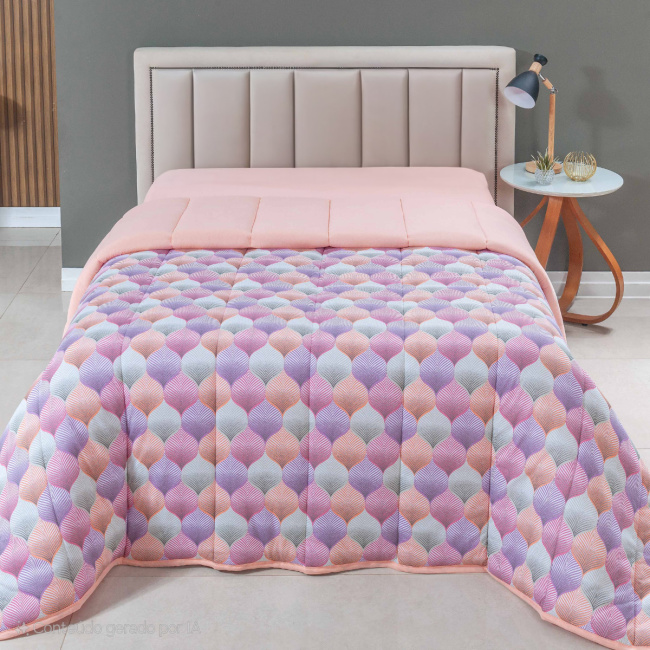 Edredom Nature Casal Queen Malha Estampada Dupla Face 01 Peça - Folhas