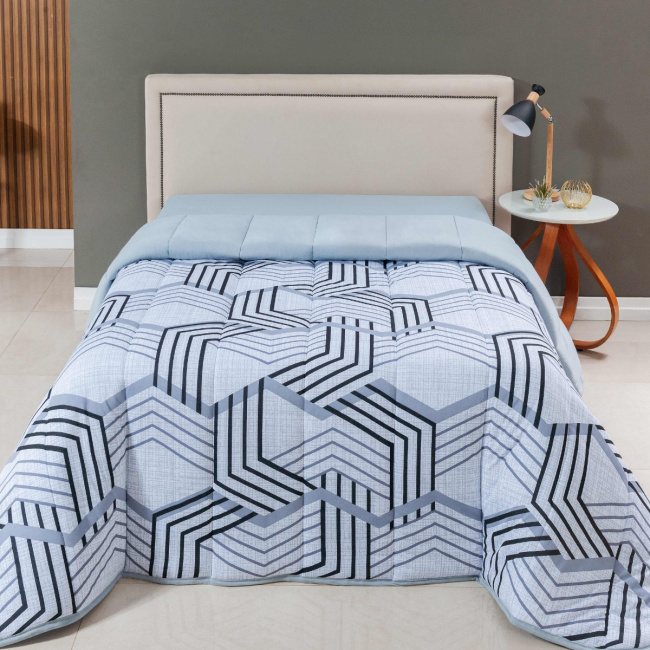 Edredom Nature Casal Queen Malha Estampada Dupla Face 01 Peça - Geométrico