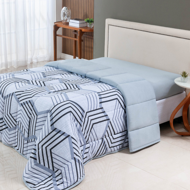 Edredom Nature Casal Queen Malha Estampada Dupla Face 01 Peça - Geométrico