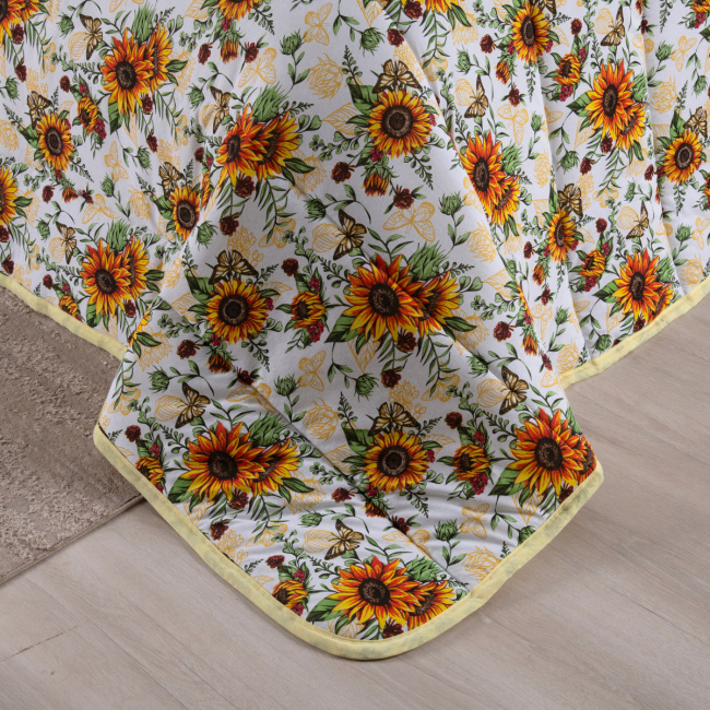 Edredom Nature Casal Queen Malha Estampada Dupla Face 01 Peça - Girassol