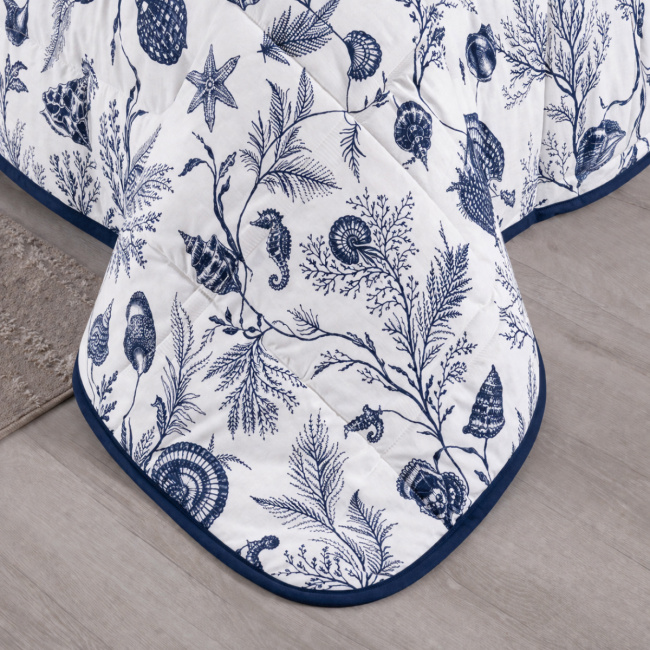 Edredom Nature Casal Queen Malha Estampada Dupla Face 01 Peça - Oceano Marinho