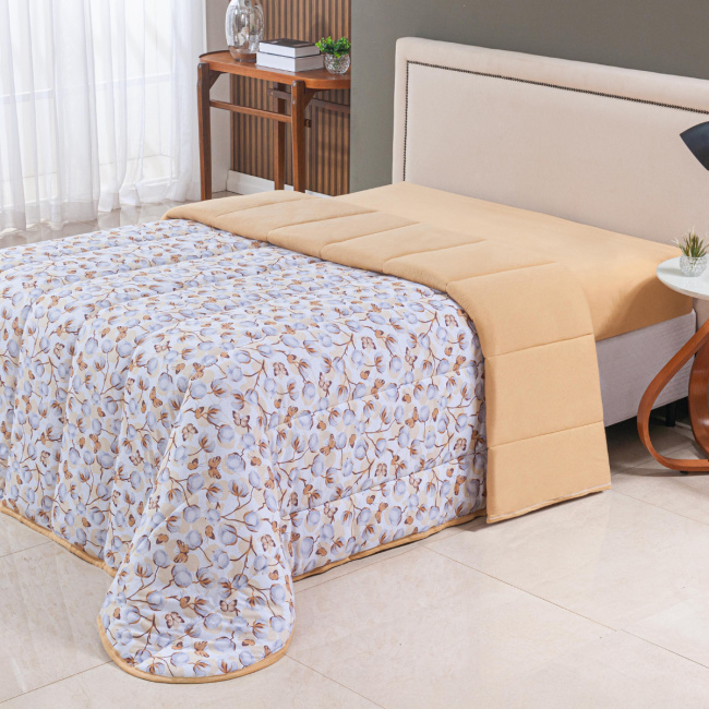 Edredom Nature Solteiro Malha Estampada Dupla Face 01 Peça - Algodão