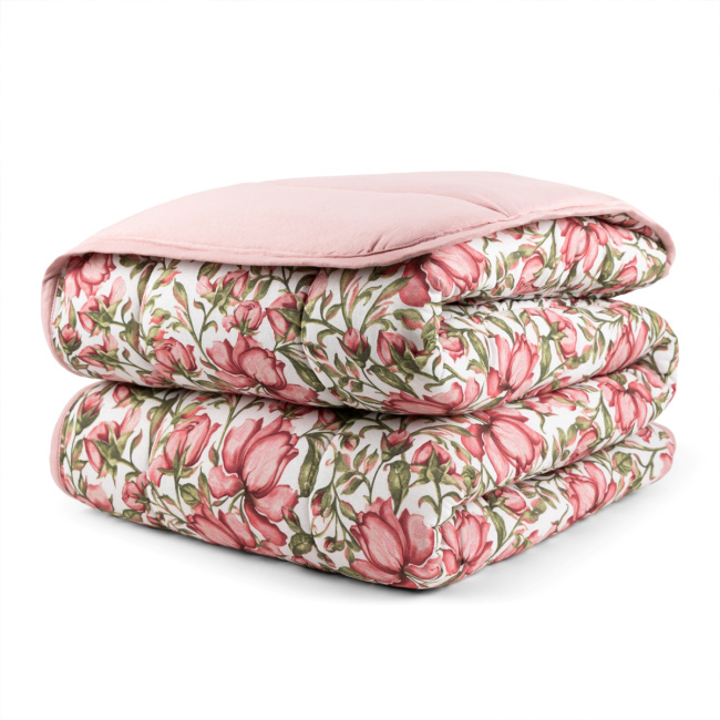Edredom Nature Solteiro Malha Estampada Dupla Face 01 Peça - Rose