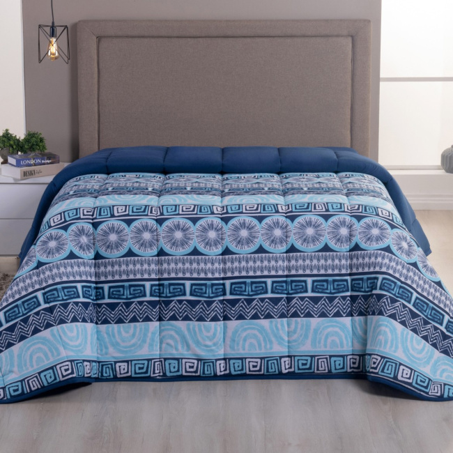 Edredom Nature Solteiro Malha Estampada Dupla Face 01 Peça - Tribal