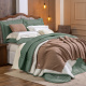 Edredom Olivie King 2,80m x 2,70m Dupla Face 400 Fios Egípcios 100% Algodão 03 Peças - Verde / Palha