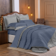 Edredom Olivie Queen 2,60m x 2,40m Dupla Face 400 Fios Egípcios 03 Peças - Azul / Concreto