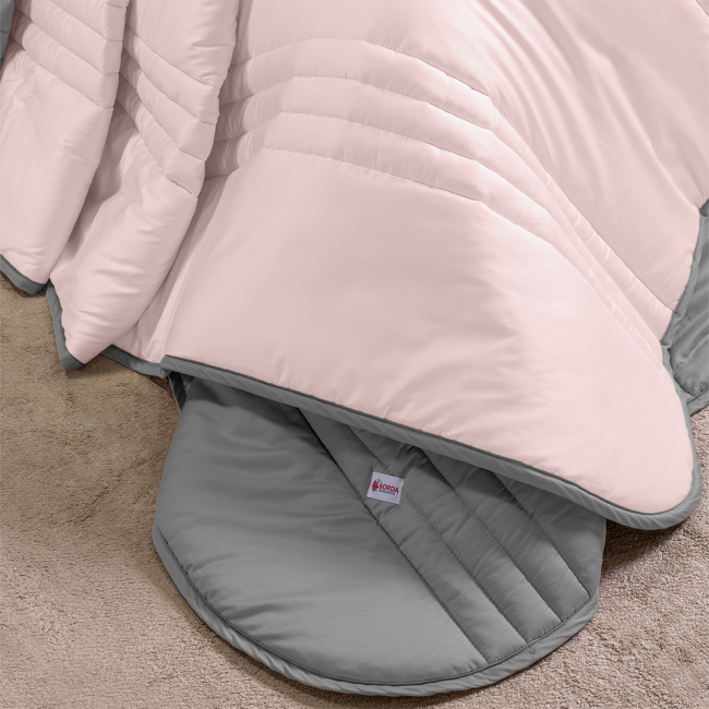 Edredom Olivie Queen 2,60m x 2,40m Dupla Face 400 Fios Egípcios 03 Peças - Rosa / Concreto