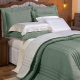 Edredom Olivie Queen 2,60m x 2,40m Dupla Face 400 Fios Egípcios 100% Algodão 03 Peças - Verde / Palha