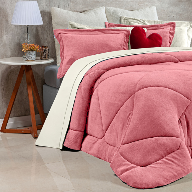 Edredom Soft Queen Lucca Dupla Face 01 Peça - Rosa