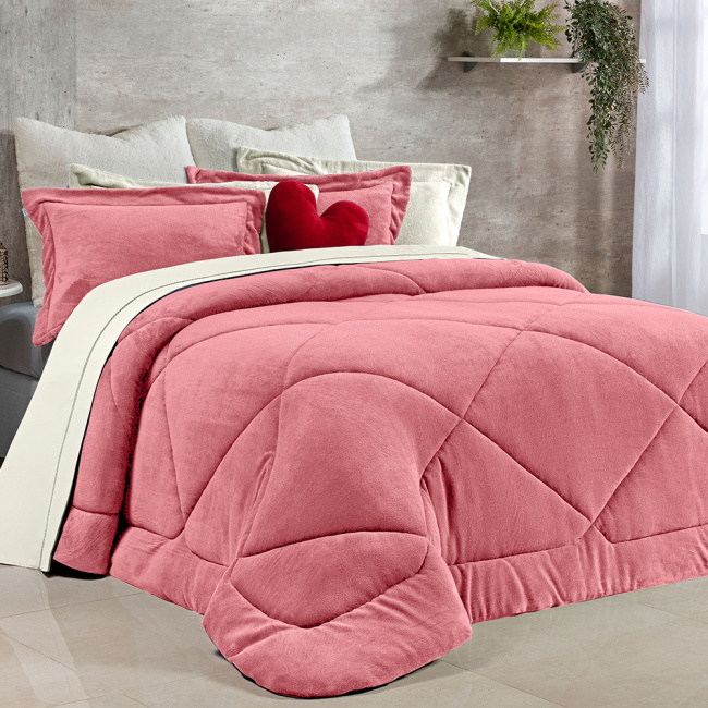 Edredom Soft Queen Lucca Dupla Face 01 Peça - Rosa