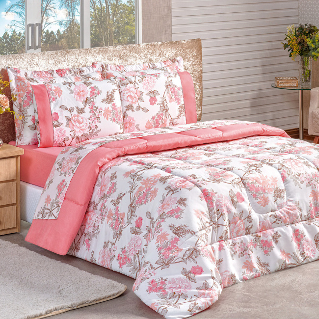 Edredom Super King Naturale Micropercal 200 Fios 03 Peças - Serene