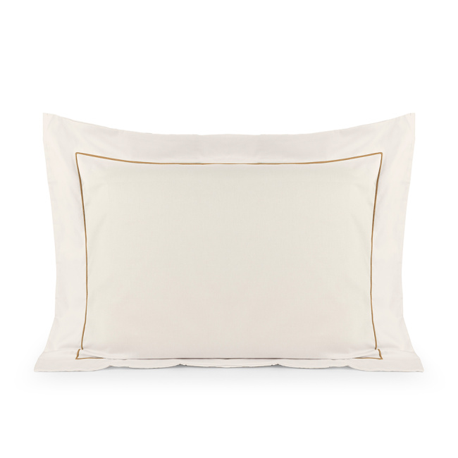 Fronha 70cm x 50cm Glass com detalhe em Festone Percal 200 Fios 01 Peça - Palha / Dourado