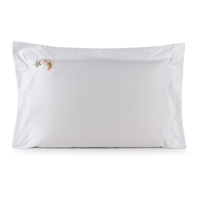 Fronha 70cm X 50cm Kim Tecido 200 Fios 01 Peça - Branco / Salmão