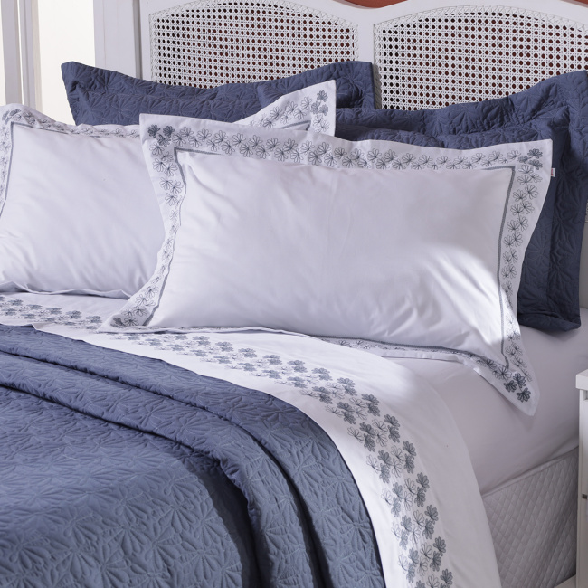 Fronha 70cm x 50cm Lustria 200 Fios 100% Algodão 02 Peças - Azul