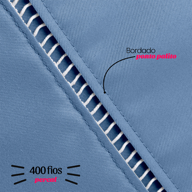 Fronha 70cm x 50cm Suavit Percal 400 Fios 01 Peça - Azul