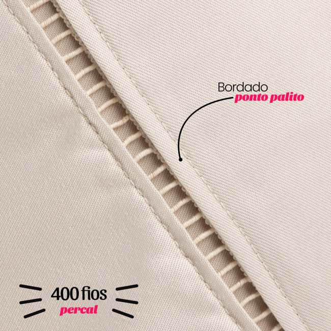 Fronha 70cm x 50cm Suavit Percal 400 Fios 01 Peça - Bege