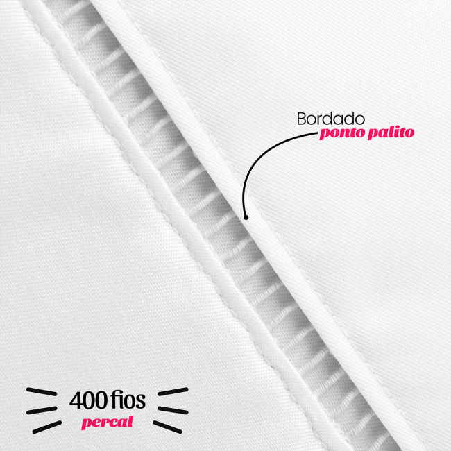Fronha 70cm x 50cm Suavit Percal 400 Fios 01 Peça - Branco