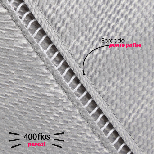 Fronha 70cm x 50cm Suavit Percal 400 Fios 01 Peça - Cinza