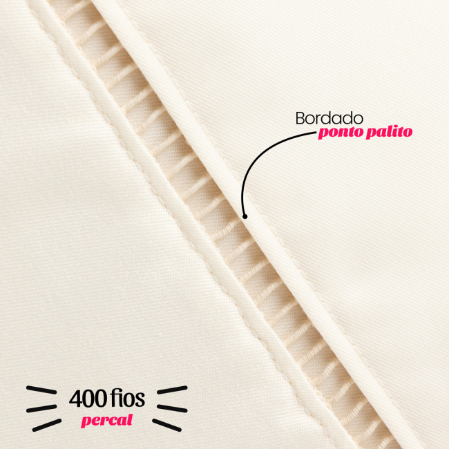 Fronha 70cm x 50cm Suavit Percal 400 Fios 01 Peça - Palha