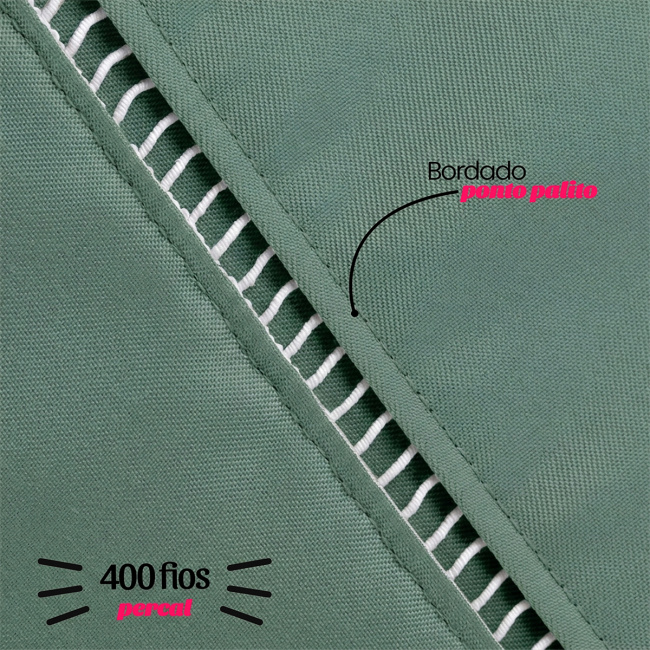 Fronha 70cm x 50cm Suavit Percal 400 Fios 01 Peça - Verde