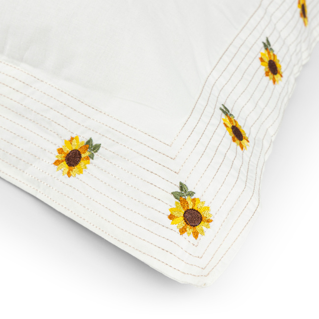 Fronha Bordada 90cm x 50cm Girassol 200 Fios 100% Algodão 02 Peças - Palha